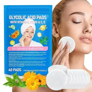40pcs Glycolic Acid Exfoliating Pads - Face/Body/Underarms Resurfacing Treatment, Reduce Wrinkles & Deep Clean, Multi-Use Peel Pads
