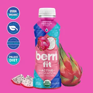 Berri Fit, Organic Dragon Fruit Flavor [6 pack] - USDA Organic Electrolyte Sports Drink, Plant-Based Electrolytes, Low Calorie Fitness Beverage, Non-GMO, Paleo Friendly, Zero Artificial Dyes,Sweeteners,Flavors, 16oz Sports Drink