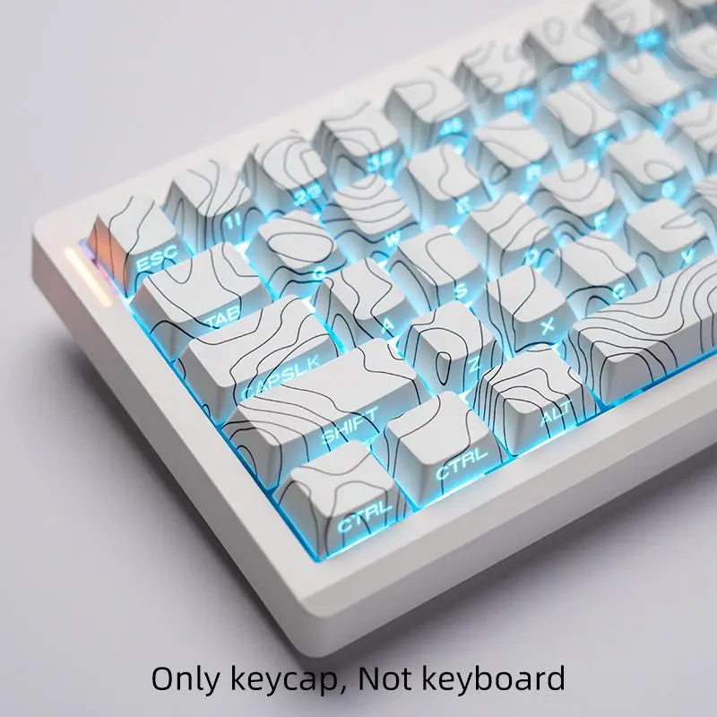 Contour Keycaps Keyboard Keycap Cherry Height Side Engraved Translucent Characters PBT Material Heat Sublimation Process Adaptation 6.25u Space 61 68 75 87 98 99 100 104 108 Gaming Keyboard Accessories