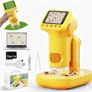 1600X Microscope for Kids, Detachable Handheld Mini Digital Microscope with Photo Video Function, Rechargeable Educational Toys with 32GB, 6 Slides and Valentines Day Gift for Kids