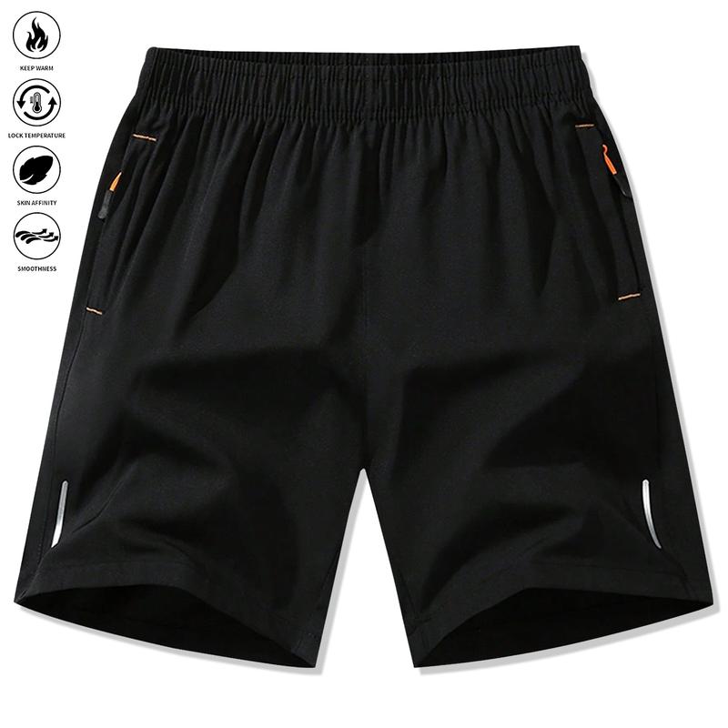 Men's Solid Color Drawstring Waist Sports Shorts, Summer Breathable Stretch Waist Athletic Shorts with Pockets, Casual Everyday Menswear, Regular Fit Comfortable Shorts with Pockets, Summer Men's Everyday Wear