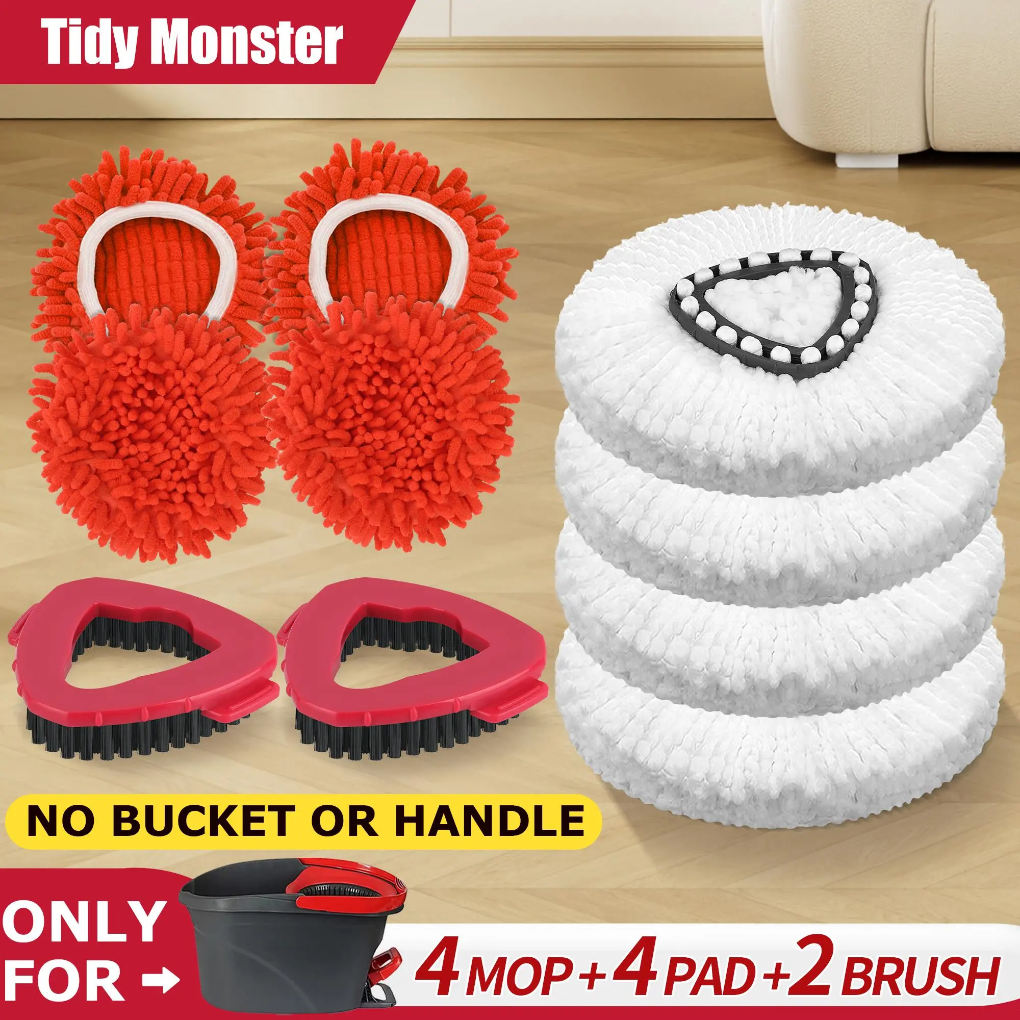 For O-Cedar EasyWring 1-Tank System Chenille, Duster Heads & Microfiber Spin Mop Refills with Scrub Brush , Dusting & Deep Floor Cleaning