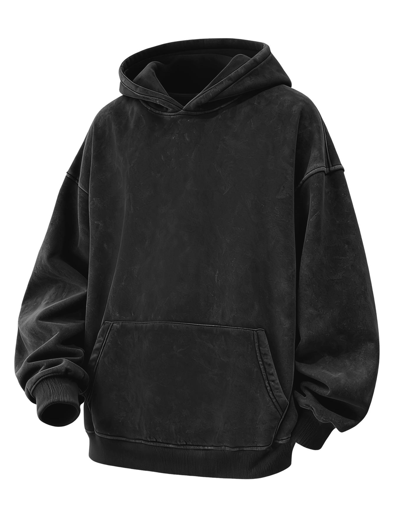 CCCMAI Men's Plain Drop Shoulder Essentials Hoodie Regular Fit Casual Long Sleeve Hooded Sweatshirt for Fall & Winter Loose Fit Unisex Car Long Sleeve Menswear Tops