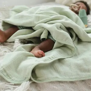 100% Muslin Cotton Blanket – Sage Green Solid (Available in Two Sizes)