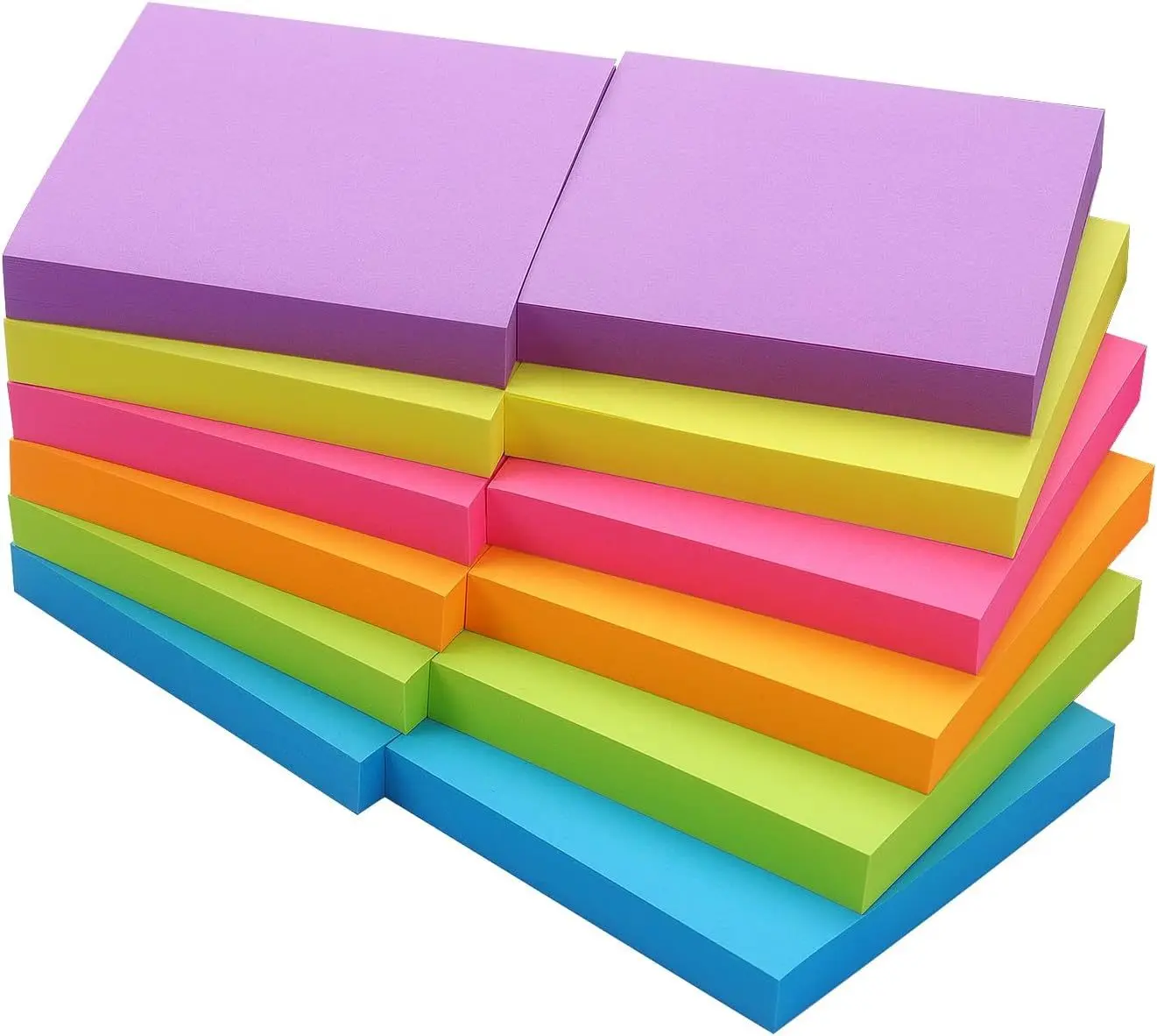 Neon Color Sticky Notes Set, 18 Self-Adhesive Pads for Office & Home Organization, Orange Pink Blue Green Stickers (Blue Stickers Included)