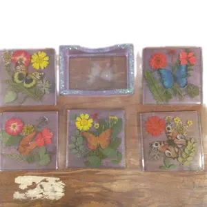 resin buterfly and flower coasters set