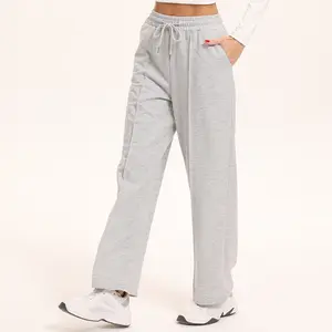 Women's Wide Leg Pants Elastic Waist Straight Trousers Springfresh