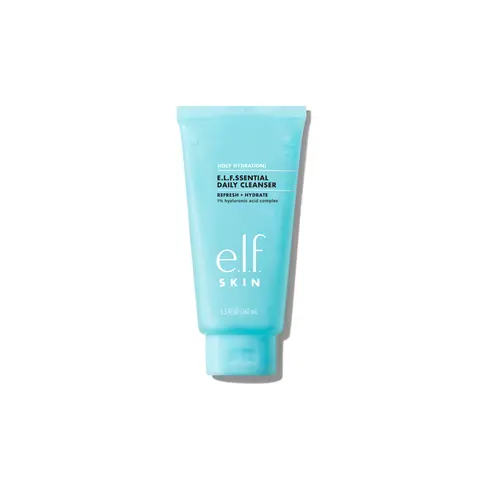 e.l.f. SKIN Holy Hydration! e.l.f.ssential Daily Cleanser - Hydrating Gel Face Wash with 1% Hyaluronic Acid, Removes Makeup Oil & SPF, All Skin Types, Vegan, 5.5 FL oz (162 mL)