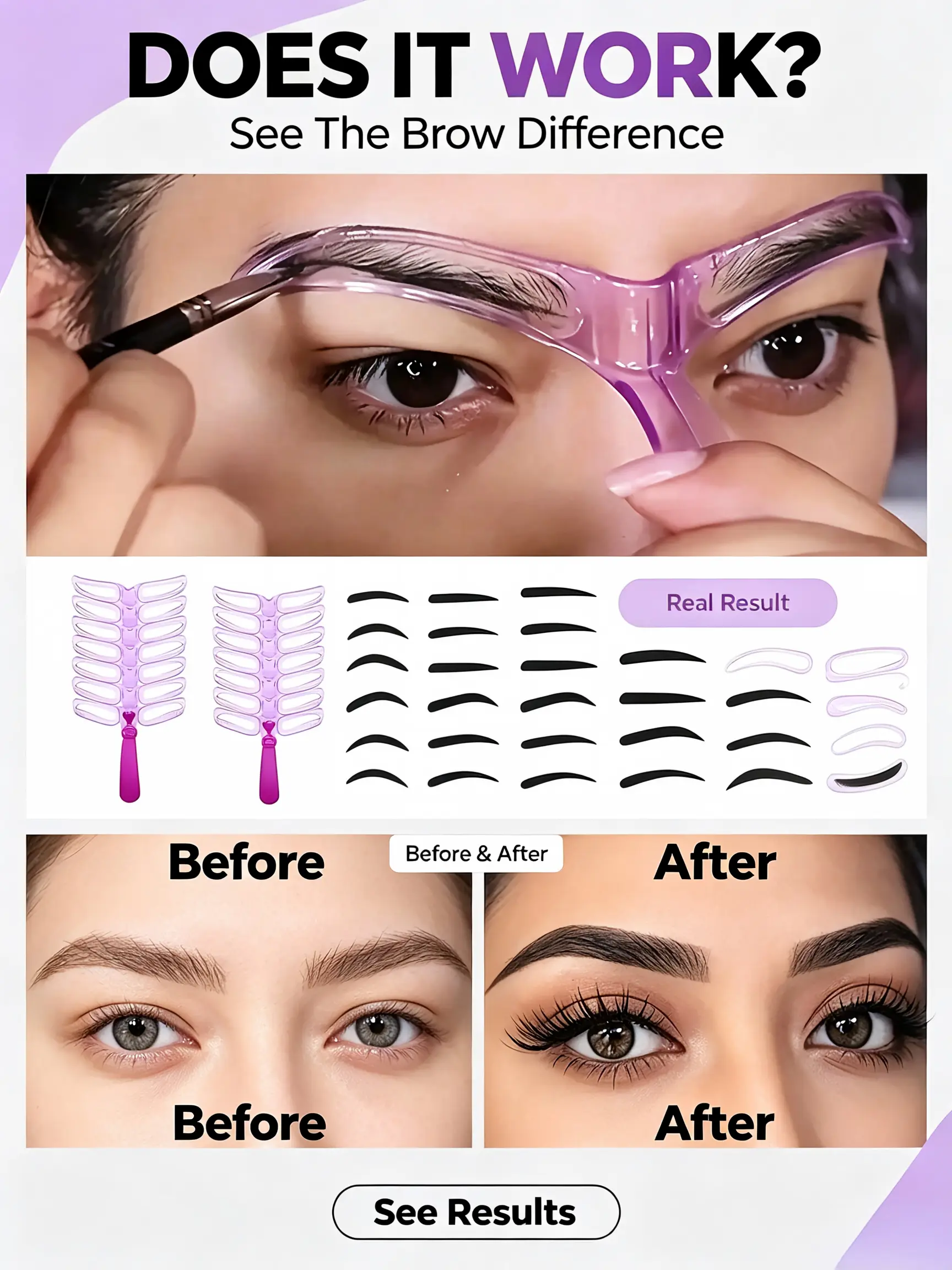 Reusable Eyebrow Stencil Shaper, Multi-Style Symmetrical Brow Template, Beginner Eyebrow Makeup Tool