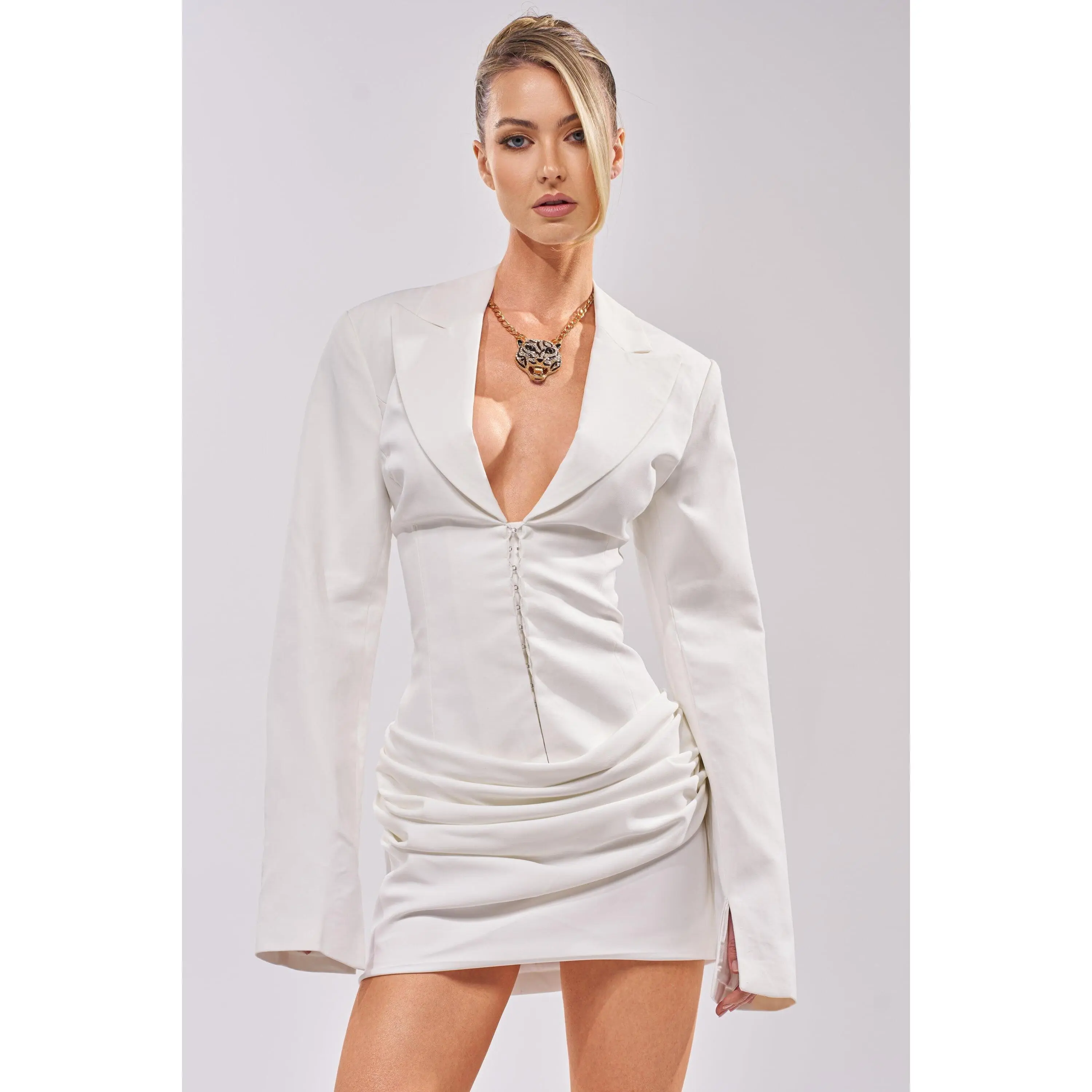 BUSINESS IN THE FRONT CORSET BLAZER MINI DRESS