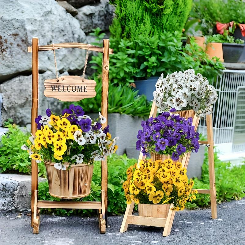 18 Bundles Of 12.56-inch Artificial Tricolor Violet Flowers, Suitable For Outdoor Use, Imitating UV Resistant Tricolor Violet Flowers, Suitable For Outdoor Flower Pots, Front Doors, Porches, Courtyards, Terraces, Windowsills, And Home Decoration