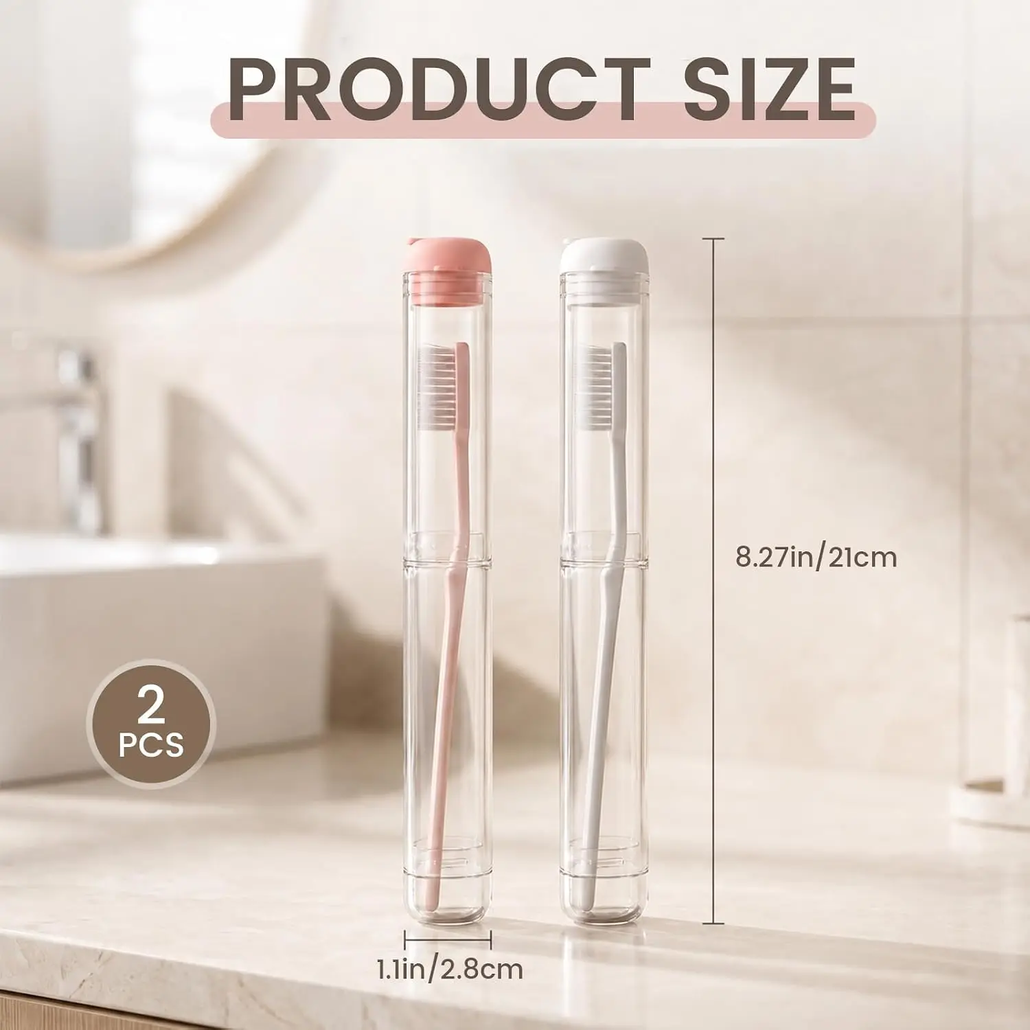 Travel Toothbrush Holder 2 Pack, Leak-Proof Clear Toothbrush Case