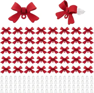 42Pcs Bow Stud Earrings 925 Sterling Silver Alloy Earring Post with Loop 84Pcs Backs Red Bowknot Stud Ear Findings for Women DIY Dangle Crafting Jewelry Making Accessories