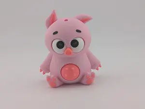 Moving Eyes Pig Sensory Fidget Toy Keychain Charm 3 Inch Adorable Snout Ears & Tactile Details Durable PLA Plastic Perfect for Focus Calm Fun Ages 3+
