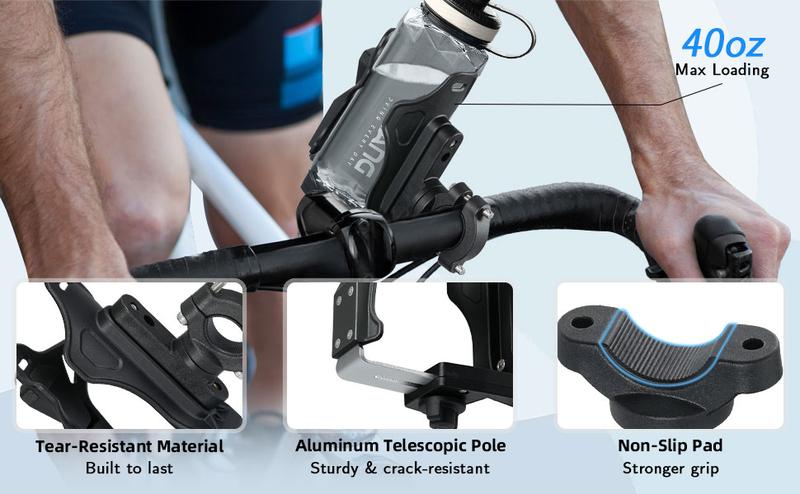 MoKo Bike Water Bottle Holder, Adjustable Bike Water Bottle Cage for 1.9-3.6" Diameter Bottle, for Handlebar & Frame, Motorcycle Cup Holder with Screw Tool, for Bicycle/Stroller/Scooter/Wheelchair/ATV