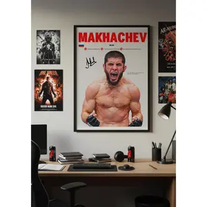 [Sale Up To 40%] [Unframe] Islam Makhachev Mixed Martial Arts Poster, Professional MMA Fighter Wall Art, Champion Athlete Illustration, Combat Sports Decor, Modern Fighter Portrait