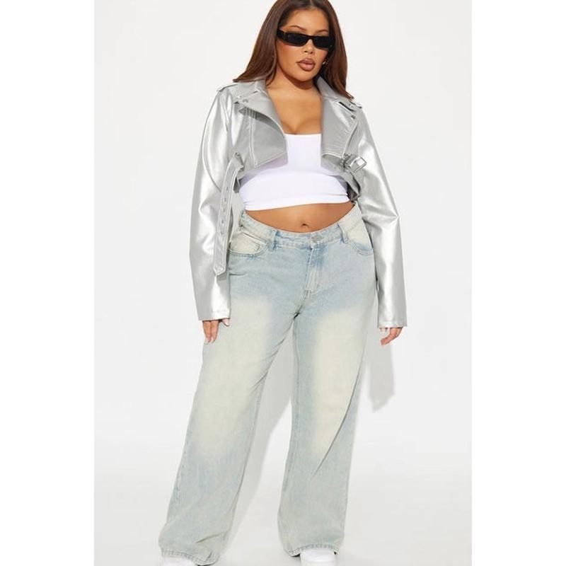 Pop It Crop It Faux Leather Jacket - Silver 2