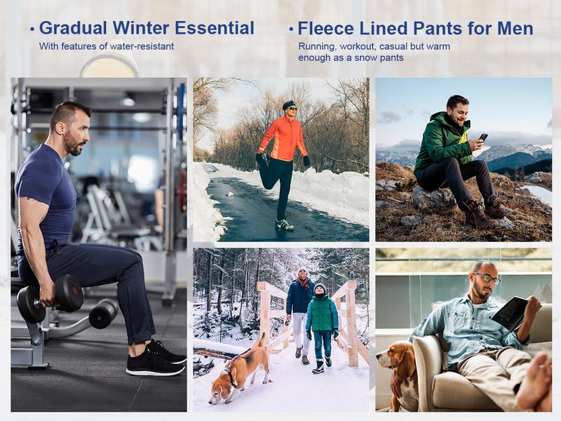 G Gradual Men's Fleece Lined Winter Pants with 3 Zipper Pockets Warm Athletic Joggers Workout Running Sweatpants for Men