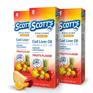 SCOTT'S EMULSION - Cod Liver Oil Fruits Flavor 6.5 Fl Oz (3 Pack)