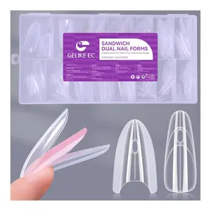 Salon-Perfect Sandwich Nail Forms at Home: Gelike EC Sandwich Dual Forms for Builder Gel - 2026 Nail Extension Mold No Gel Stacking - 240Pcs 15 Sizes for DIY Extensions Art - Almond Round