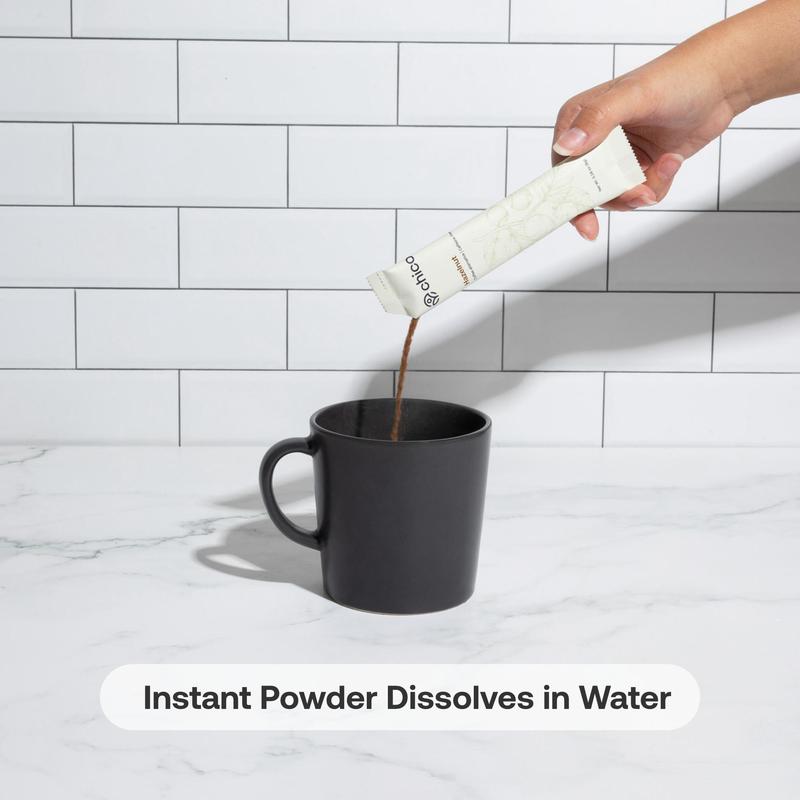 Chico Caffeine-Free Hazelnut Chicory Coffee Substitute | Low Acid, High Fiber, Instant Stick Packs | Plant-Based, Vegan, Natural | 20 Servings