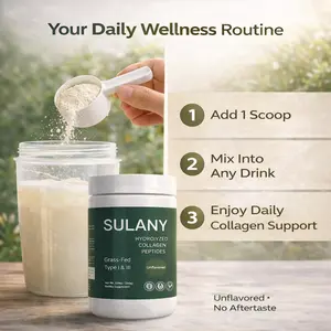 SULANY Hydrolyzed Grass-Fed Collagen Peptides Unflavored Full-Body Benefits 280g Type I & III Clean Pure Made in USA for Youthful Skin Strong Nails & Healthy Hair