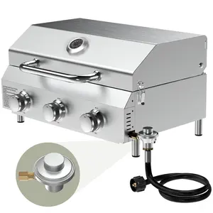 [SummerVibes] BESTFIRE 30,000 BTU 3-Burner Portable Propane Grill | Stainless Steel Tabletop Gas Grill with Heavy-Duty Thickened Grates, Detachable Legs & Space-Saving Design for Camping, RV & Backyard Use.