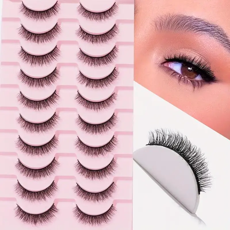 Natural False Eyelashes, Wispy Faux Cluster Lashes, Natural Curling Eye Makeup Strip Lashes, Volumized False Eyelashes, DIY Volume Eyelashes for Women and Girls, Cosmetic, Curly Lashes, Volumized Fake Eyelashes