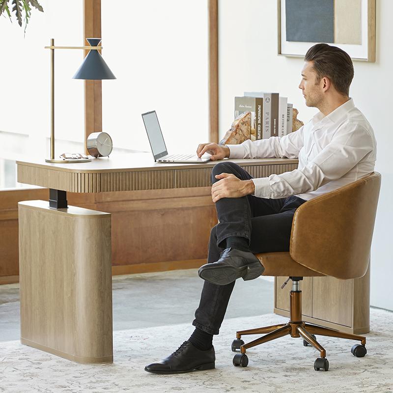 Hulala Baggio Modern Electric Height-Adjustable Standing Desk with Smooth Sit-to-Stand Transition, Concealed Storage, and Smooth-Gliding Drawers