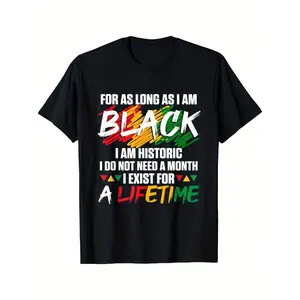 Bold Statement, Men'S Black History Month Celebration T-Shirt - 100% Cotton, Casual Fit with Vibrant "I AM HISTORIC" Print, Machine Washable - Perfect Gift for Men, Leisure  Streetwear Crewneck Shortsleeve Menswear graphic tee men's t shirts