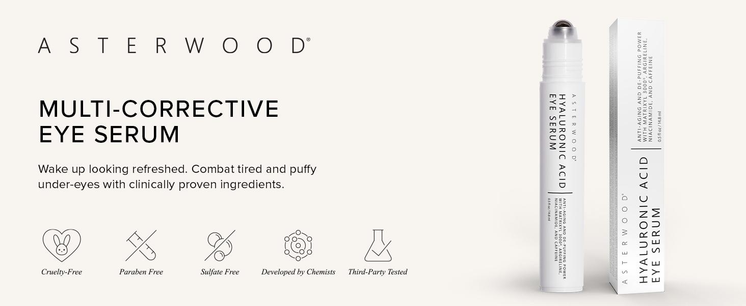 Hyaluronic Acid Eye Serum with Matrixyl 3000, Niacinamide & Caffeine | Anti-Aging Undereye Treatment for Dark Circles, Puffiness, Wrinkles & Fine Lines | 0.5 Fl Oz