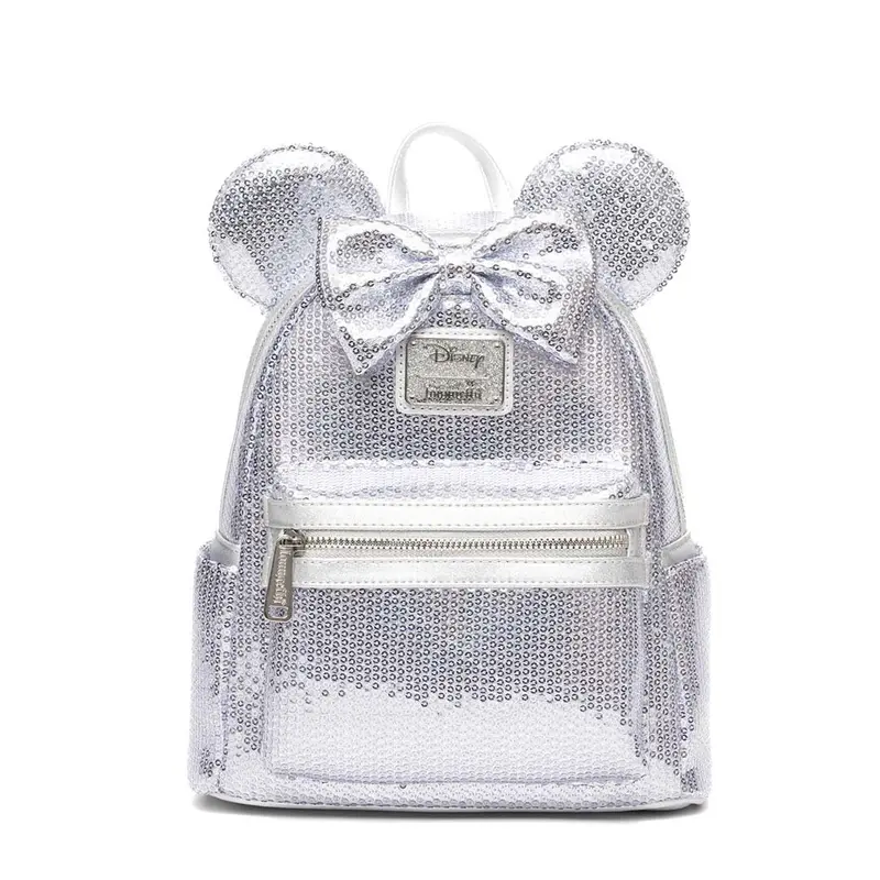 loungefly disney minnie mouse silver and pink sequin mini  display picture 2