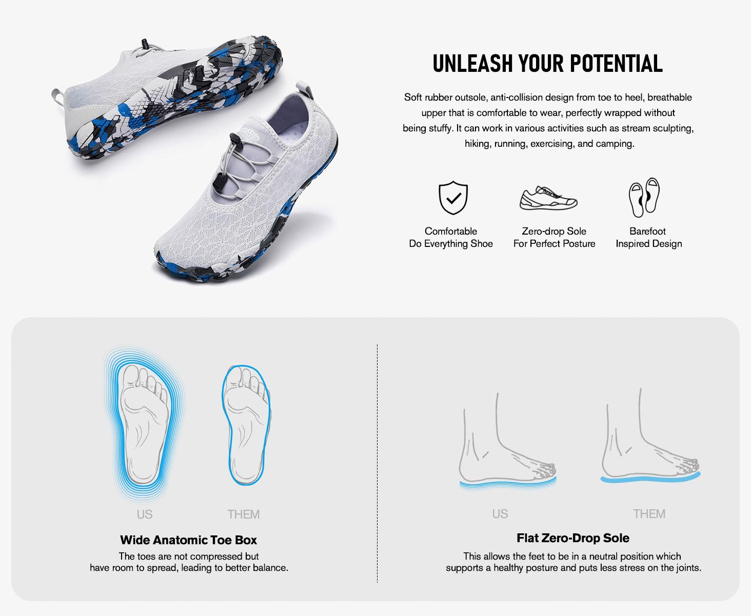 HIITAVE Men Barefoot Lightweight Breathable Water Creek Shoes Beach Aqua Quick Dry for Outdoor Sport Hiking Swiming Surfing