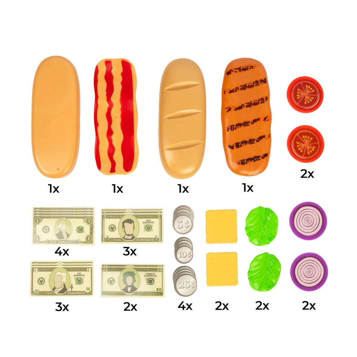 Subway 12pcs or 24pcs Food Set - Includes 12 or 24 Food Items, Assorted Sandwiches, Realistic Vegetables & Play Money for Ages 3+