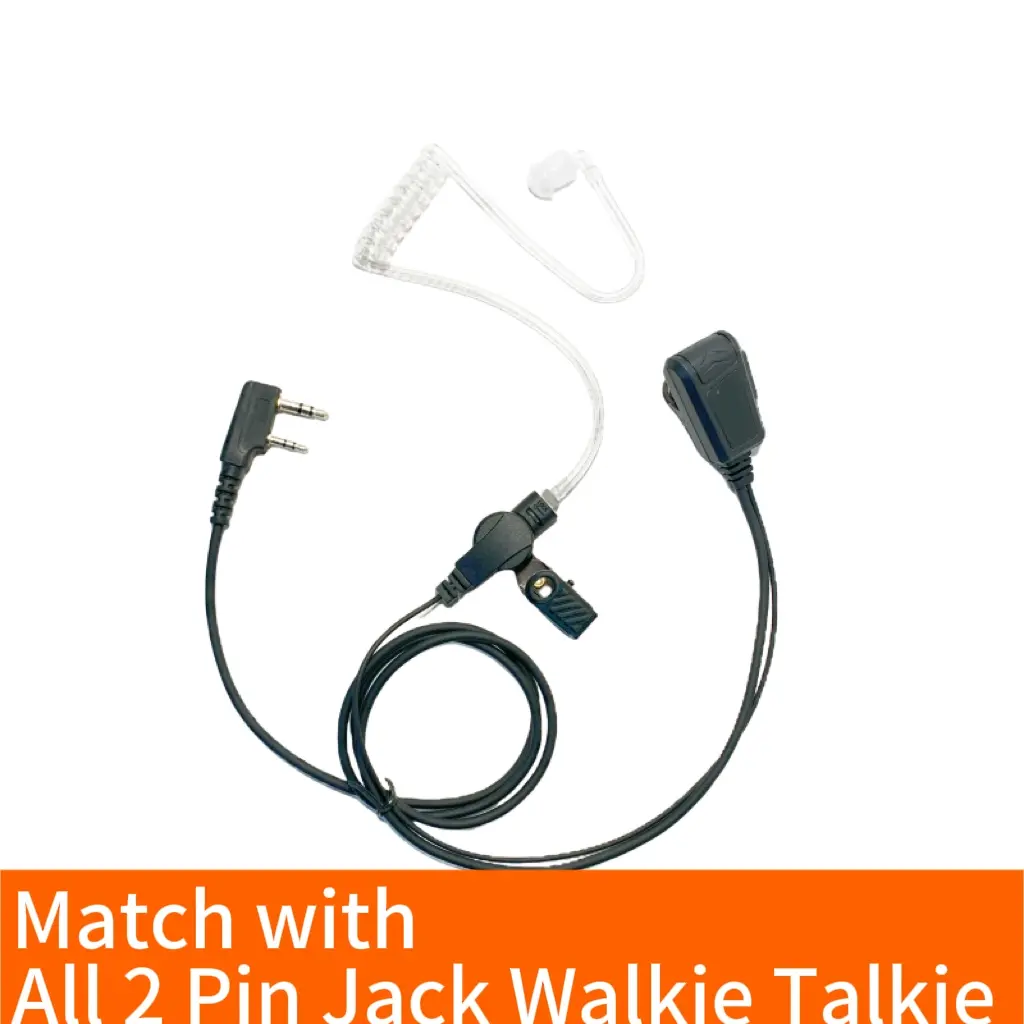 Walkie Talkies Covert Air Acoustic Tube Earpiece with Mic Radio Earpiece for 2-Pin K-Type Walkie-Talkie