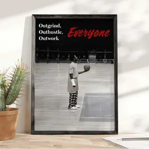 Outwork Everyone Poster, Kobe Bryant Motivational Quote Wall Art, Gym Inspiration Print, Modern Mindset Decor for Office