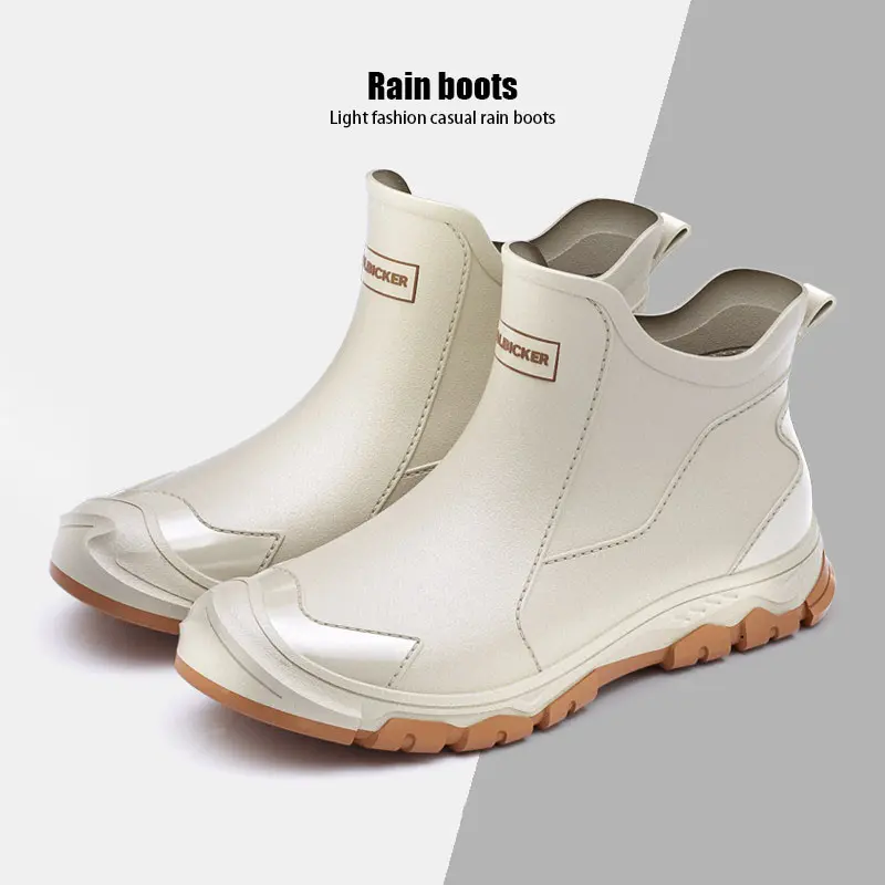Women's Solid Color Waterproof Rain Boots - Footwear with Round Toe, Slip-Resistant Rubber Sole, Outdoor & Industrial Work Shoes, Outfits