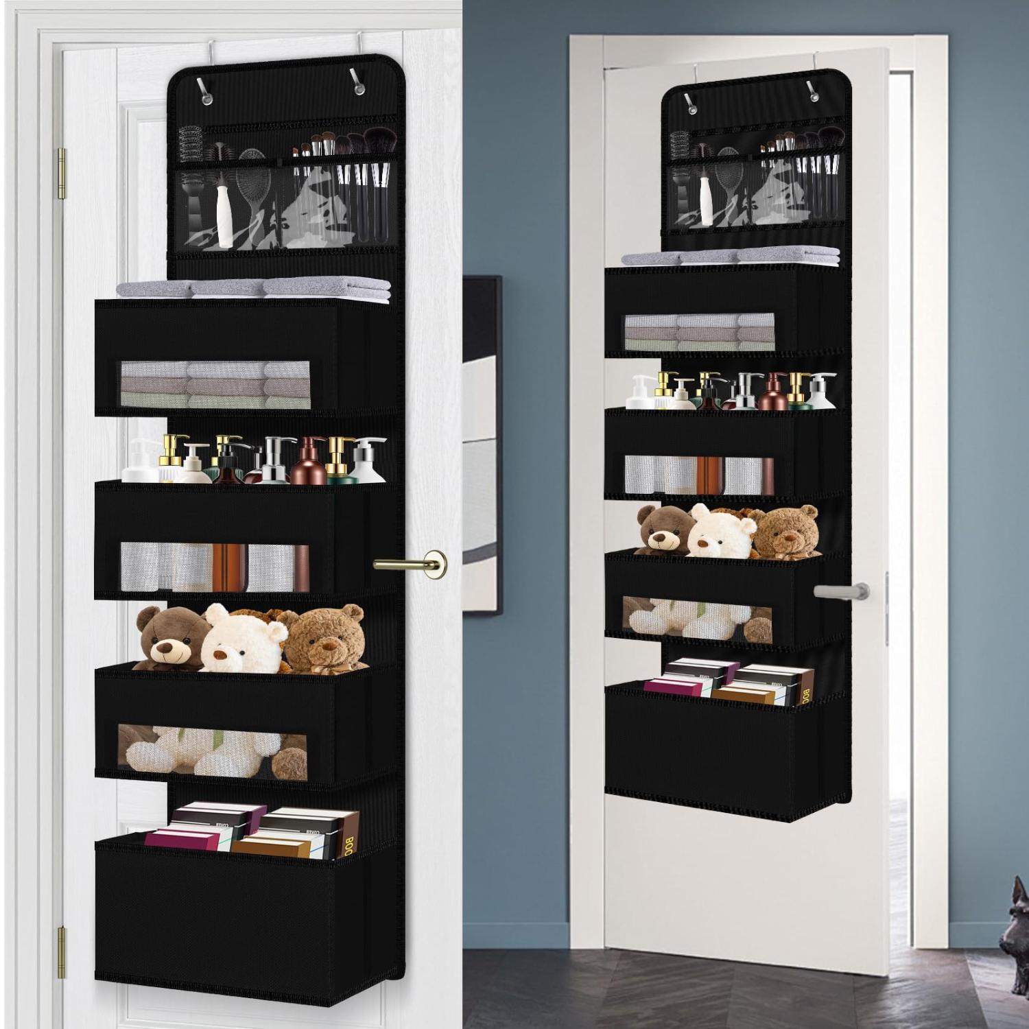 [New Deal] Door Hanging Organizer Nursery Closet Cabinet Baby Storage , Hanging Storage with Clear Window with 4 Large Pockets and 2 Small Hangable Multicolor