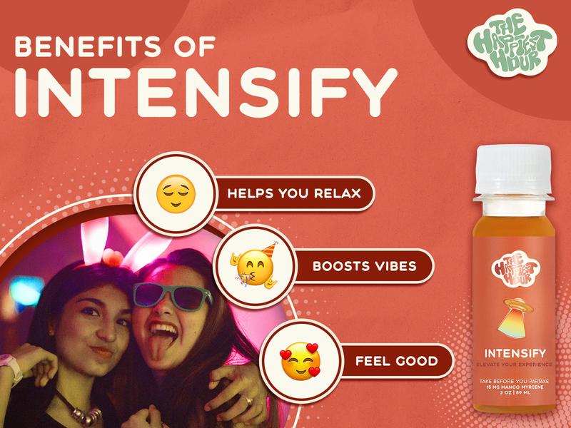 INTENSIFY - Wellness Vitamins Supplement Shots with Myrcene for Enhanced Effectiveness - Support Relaxation & Well-Being
