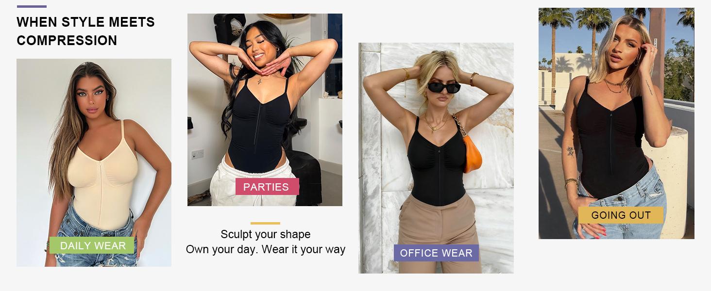 SHAPERX Shapewear for Women Tummy Control Bodysuits Zip-Up Comfort Shapewear Breathable Suitable for Everyday Wear SHAPERX Shapewear for Women Tummy Control Bodysuits Zip-Up Comfort Shapewear Breathable Suitable for Everyday Wear