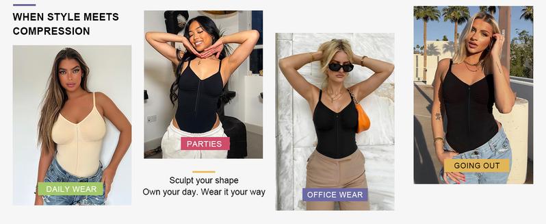 SHAPERX Shapewear for Women Tummy Control Bodysuits Zip-Up Comfort Shapewear Breathable Suitable for Everyday Wear SHAPERX Shapewear for Women Tummy Control Bodysuits Zip-Up Comfort Shapewear Breathable Suitable for Everyday Wear