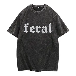 Wild English Letters + Heavy Tie-Dyeing Technique, Retro Washed Top, Oversized Vintage washed cotton T-shirt Women, Casual Street Fashion, Suitable for Daily Wear