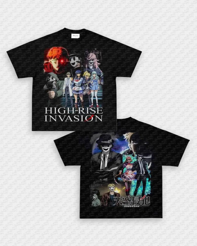 HIGH RISE INVASION TEE ANIME GRAPHIC T-SHIRT UNISEX FASHION CLOTHING FOR MEN & WOMEN