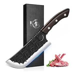 TIJERAS Meat Cleaver Knife, Hand Forged Viking Butcher Knifves for Meat Cutting, Full Tang Cooking Chef Knife for Camping BBQ, Birthday Gifts for Men Women