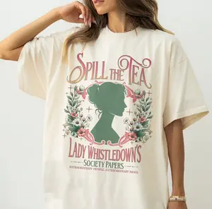 Spill the Tea Shirt, Lady Whistledown Bridgerton Hoodie, Regency Era Vintage Silhouette Floral Sweat, Gossip Society Papers Sweats