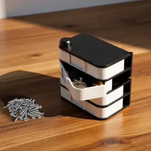 200° Rotating Modular Parts Storage Tower,  Workshop Organizers for Nut, Bolt, Screws and Washers, Compact Vertical Hardware Organizers