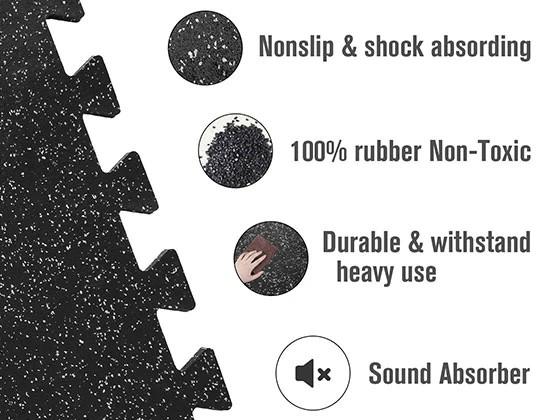 RitFit Rubber Flooring Gym Mats Interlocking Tiles 0.25'' Thickness