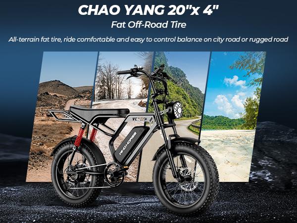 Windhorse V8 Pro Electric Bike for Adults, 20" Fat Tire EBike 31MPH, 65Miles PAS Range, 1500W Peak Motor Electric Dirt Bike with Long Seat, Rear Rack, 48V 15.6AH Battery All-Terrain Electric Mountain Bike for Off-Road Electric bmx, UL2849 Certified