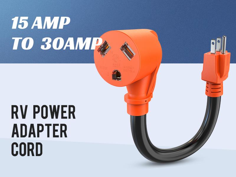 Nilight RV Power Adapter Cord 15Amp to 30Amp 110V Pure Copper Heavy Duty 10 Gauge Wire ETL Listed 5-15P to TT-30R 15M/30F Weatherproof for RVs Camper Caravan Van Trailer