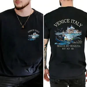 Venice Italy Vintage Graphic Tees - Retro Streetwear Stylish Casual Shirts for Trendy Urban Fashion Lovers - Minimalist Cool Everyday Wear Unique Couples Gifts For Women For Men [180G 100% cotton, lightweight and breathable, soft and comfortable]